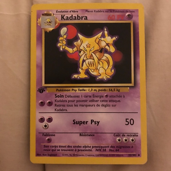 1995 kadabra pokemon card value 32/102 1999 - Unlimited Shadowless Kadabra 32/102 Price 2026 |